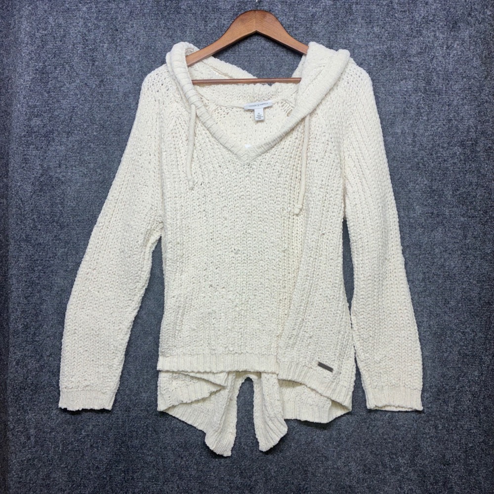 NWT Vintage America Hooded Sweater XL Oat Brave Chenille Split Back Pullover